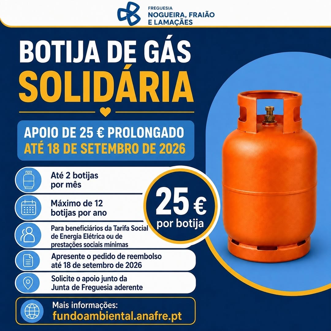 Há boas notícias para as famílias que beneficiam da Botija de Gás Solidária.