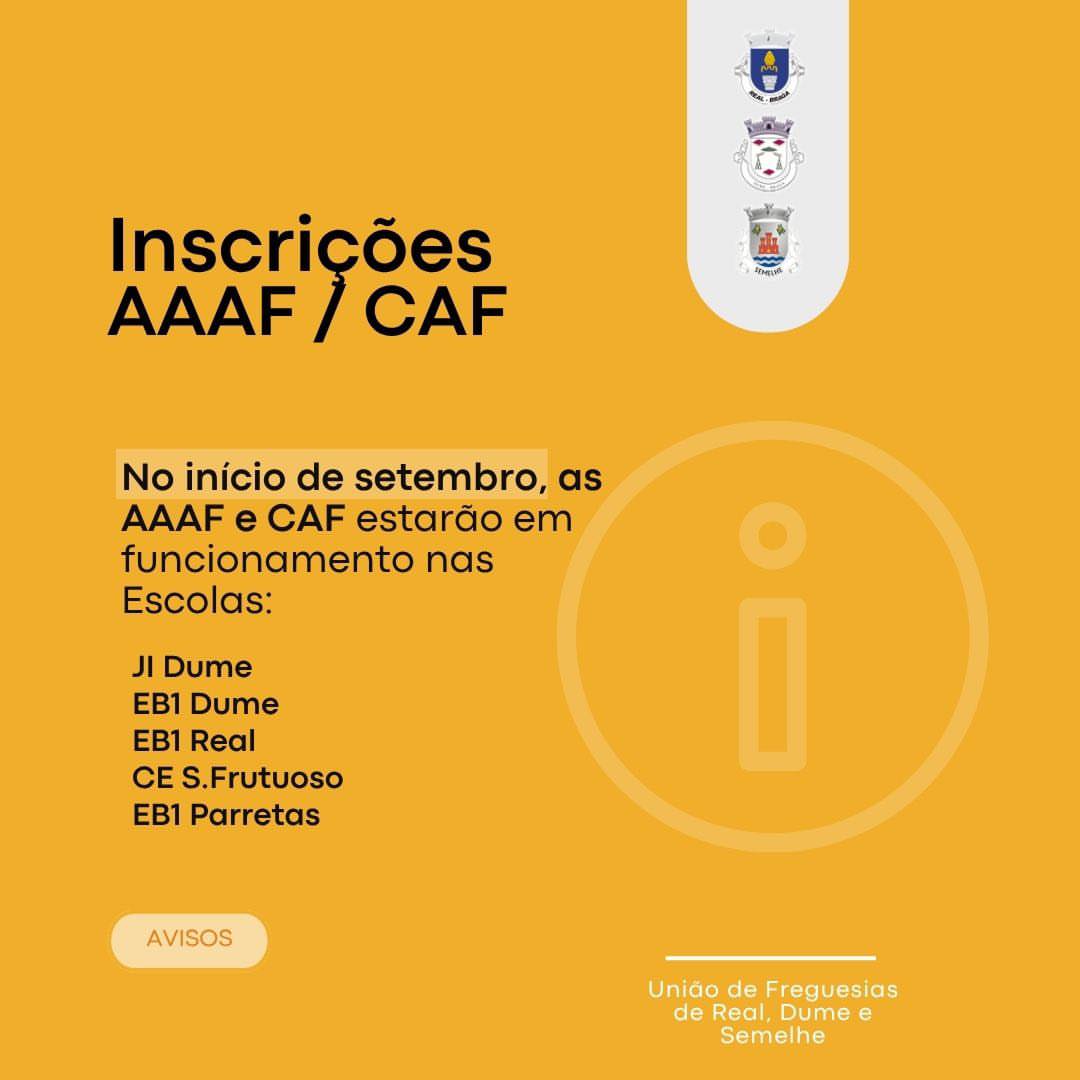 Inscrições CAF e AAAF