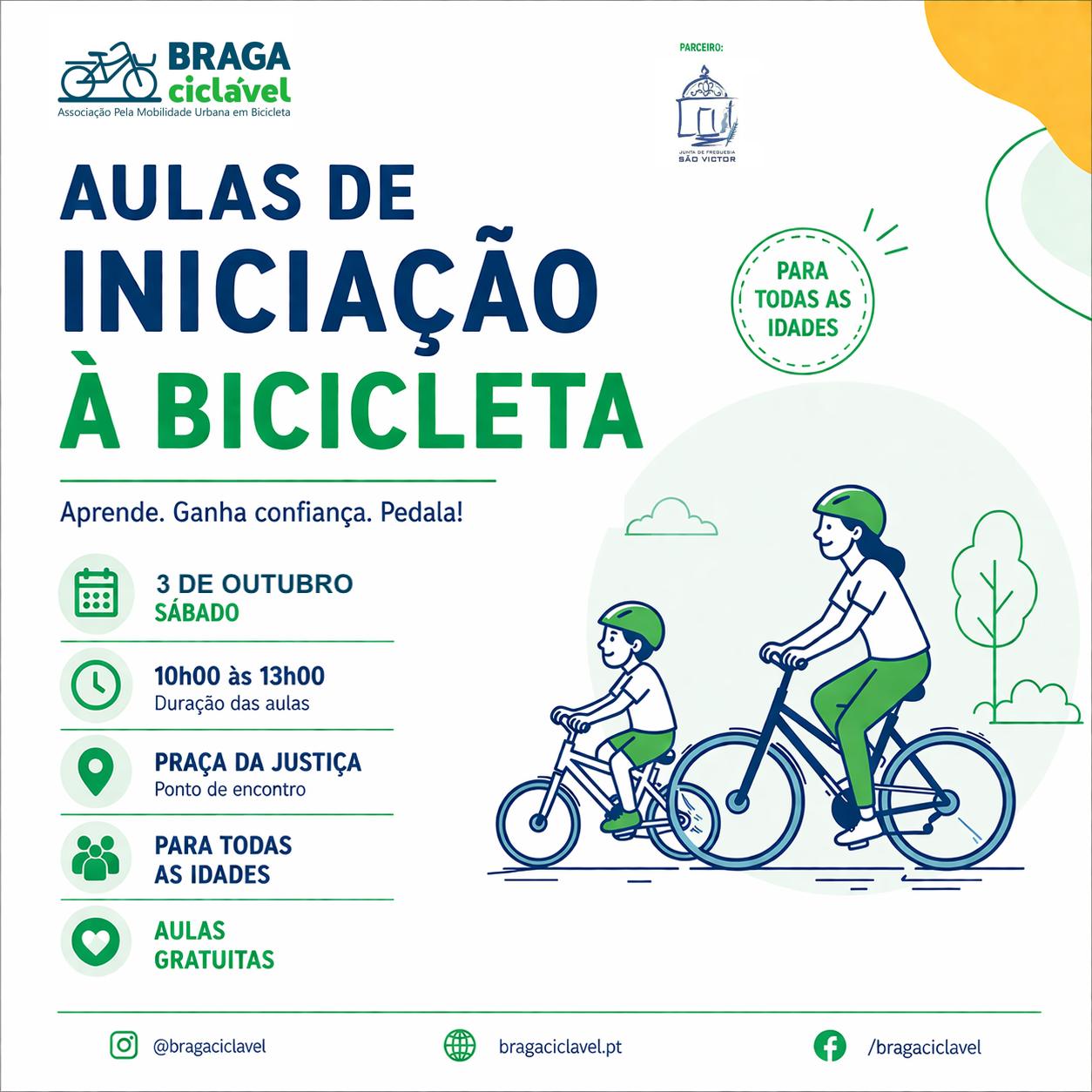 Aulas de iniciação à bicicleta